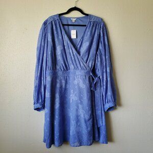 NWT 22/24W Cato Faux Wrap Dress Floral Texture